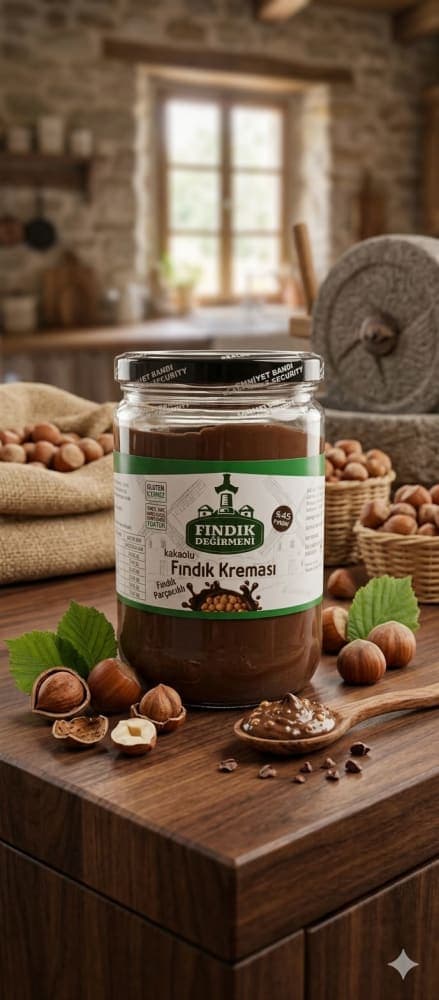 Kakaolu Fındık Kreması %45 fındık parçaçıklı 600 gr -